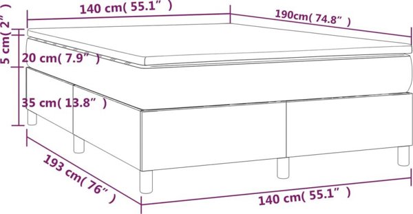 vidaXL Κρεβάτι Continental με Στρώμα, Μπλε Βελούδο, 140x190 εκ.