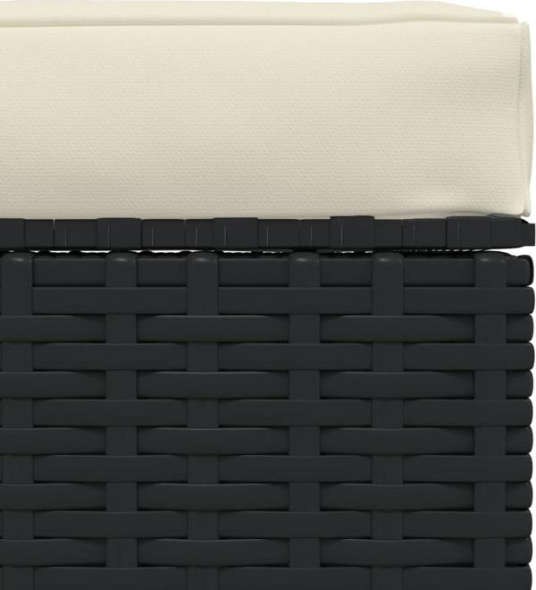 vidaXL Υποπόδιο κήπου με μαξιλάρι, 70x70x30 cm, πολυρατάν, μαύρο