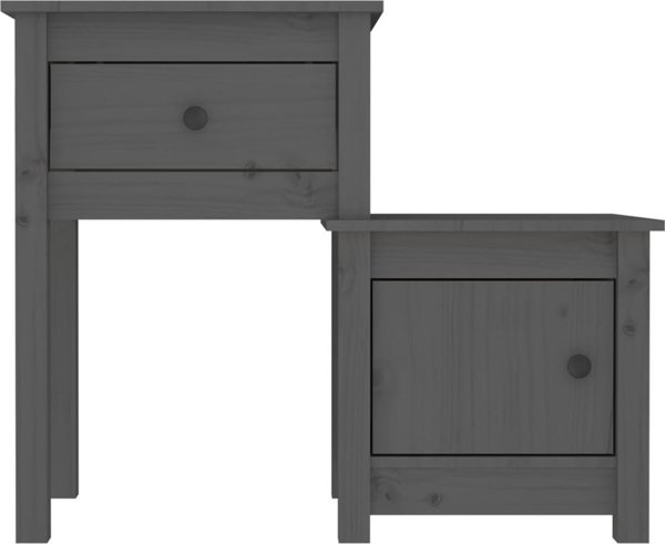 vidaXL vidaXL Szafka nocna, szara, 79,5x38x65,5 cm, lite drewno sosnowe