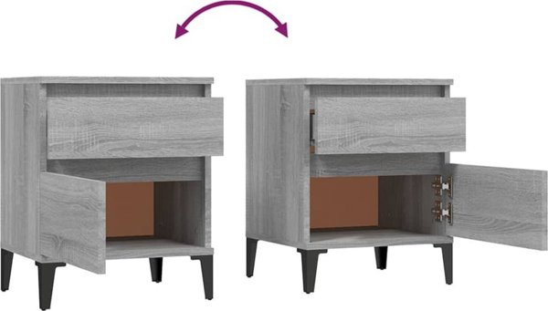 vidaXL Κομοδίνα 2 τεμάχια γκρι δρυς σονόμα 40x35x50 cm