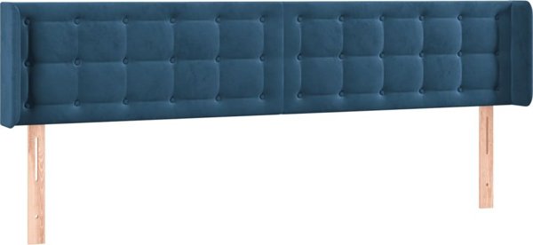 vidaXL Κεφαλάρι για κρεβάτι με LED, σκοτεινό μπλε, 163x16x78/88 cm, βελούδο