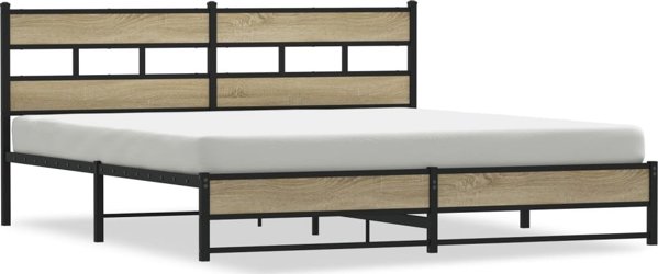 vidaXL Metalowa rama lozka bez materaca dab sonoma 200x200 cm