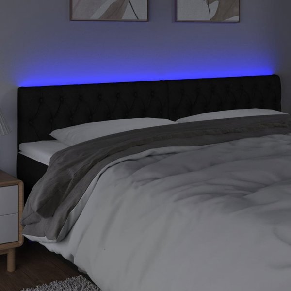 vidaXL Κεφαλάρι κρεβατιού με LED, μαύρο, 180x7x78/88 cm, ύφασμα