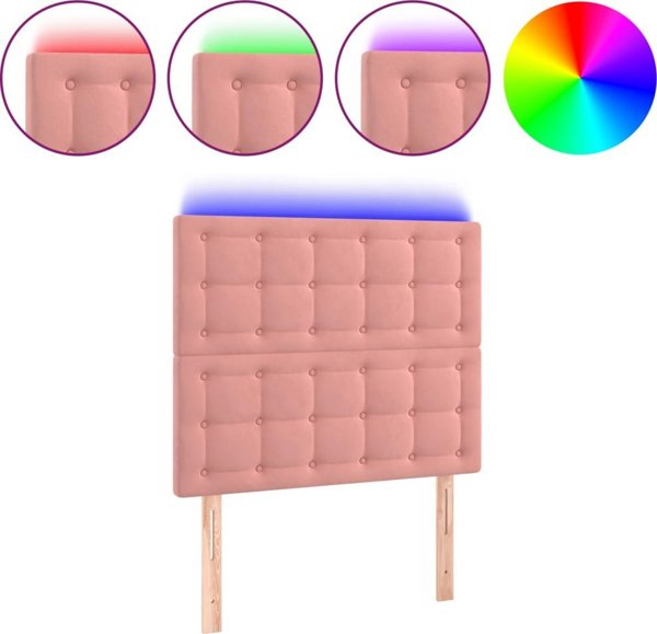 Κεφαλάρι κρεβατιού LED vidaXL, 80x5x118/128 cm, βελούδο, ροζ