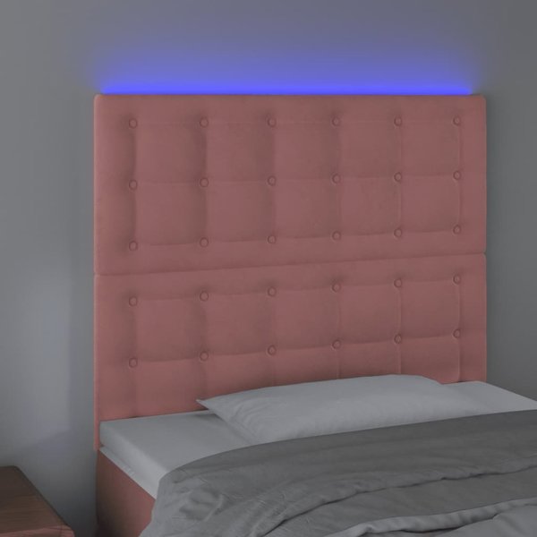 Κεφαλάρι κρεβατιού LED vidaXL, 80x5x118/128 cm, βελούδο, ροζ