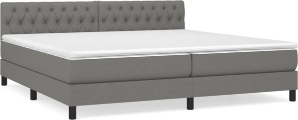 vidaXL Κρεβάτι continental με στρώμα, σκουρόχρωμο γκρι ύφασμα, 200x200 εκ