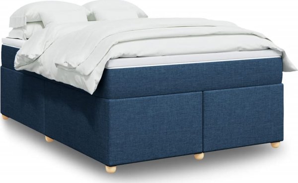vidaXL Κρεβάτι Continental με στρώμα, μπλε, ύφασμα, 140x190 εκ