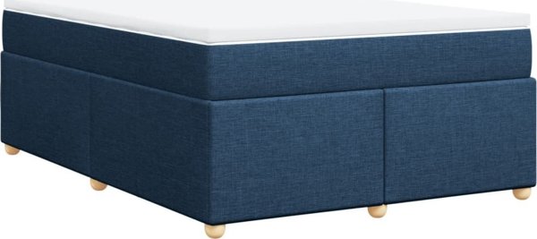 vidaXL Κρεβάτι Continental με στρώμα, μπλε, ύφασμα, 140x190 εκ