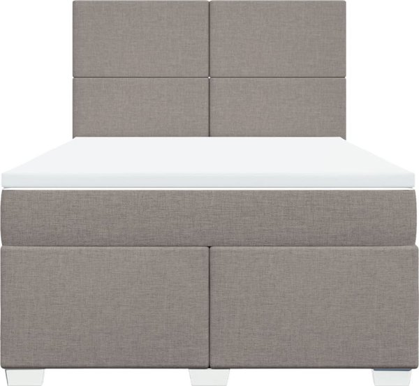 vidaXL Lozko kontynentalne z materacem taupe 140x200 cm