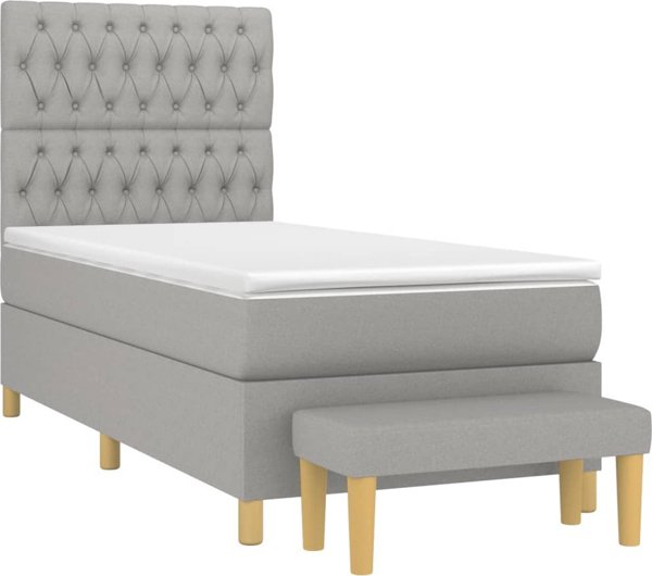 vidaXL Λουτζκο κόντινενταλ με στρώμα 90x190cm, ανοιχτό γκρι ύφασμα