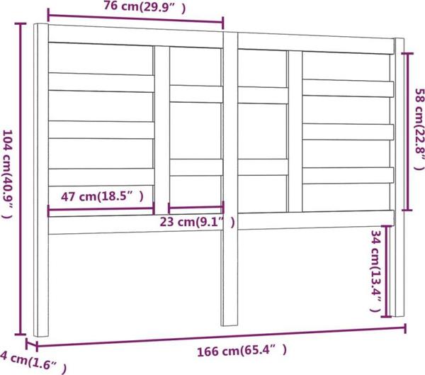 vidaXL Κεφαλάρι κρεβατιού, καφέ, 166x4x104 εκ., μασίφ πεύκο