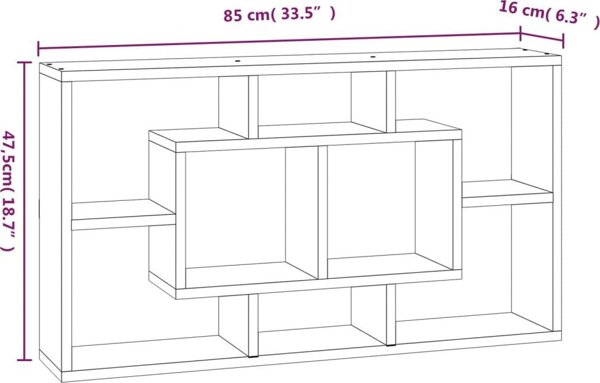 vidaXL Κρεμαστή ράφι με 8 χωρίσματα, μαύρη