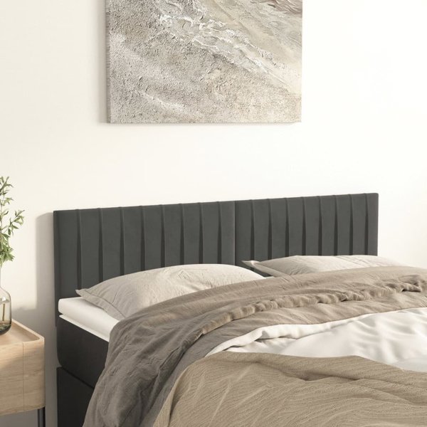 vidaXL Σετ 2 Κεφαλάρια κρεβατιού 72x5x78/88 εκ., γκρι βελούδο