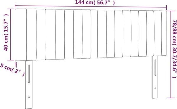 vidaXL Σετ 2 Κεφαλάρια κρεβατιού 72x5x78/88 εκ., γκρι βελούδο