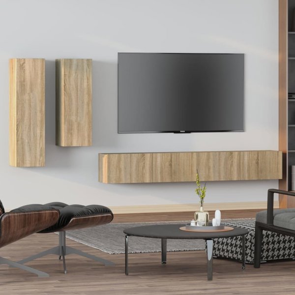vidaXL Zestaw 4 szafek TV dab sonoma material drewnopochodny