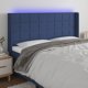 vidaXL Zagloek do lozka z LED, niebieski, 163x16x118/128 cm, tkanina