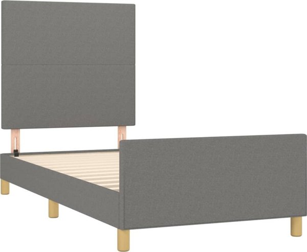 vidaXL Rama κρεβατιού με κεφαλάρι, σκούρο γκρι, 100x200 cm, επενδυμένη με ύφασμα
