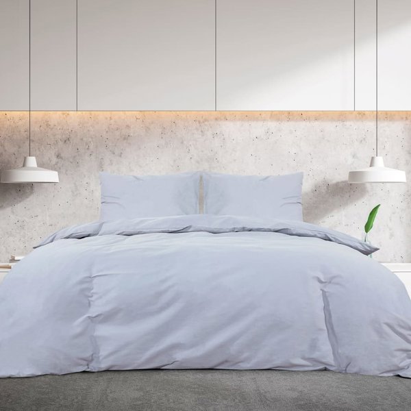 vidaXL Σετ παπλωματοθήκης, γκρι, 200x220 εκ, ελαφριά μικροΐνα
