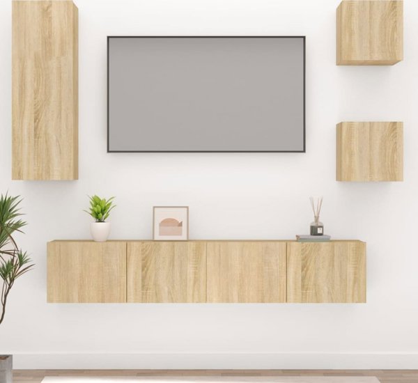 vidaXL Σετ 5 ντουλαπιών TV, Sonoma δρυς, υλικό από ξύλο