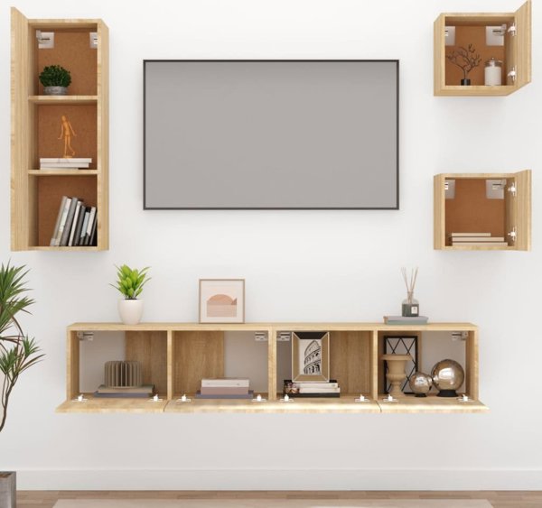 vidaXL Σετ 5 ντουλαπιών TV, Sonoma δρυς, υλικό από ξύλο