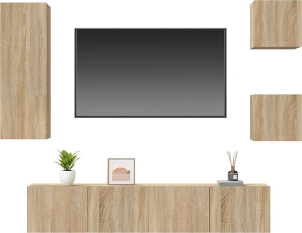 vidaXL Σετ 5 ντουλαπιών TV, Sonoma δρυς, υλικό από ξύλο