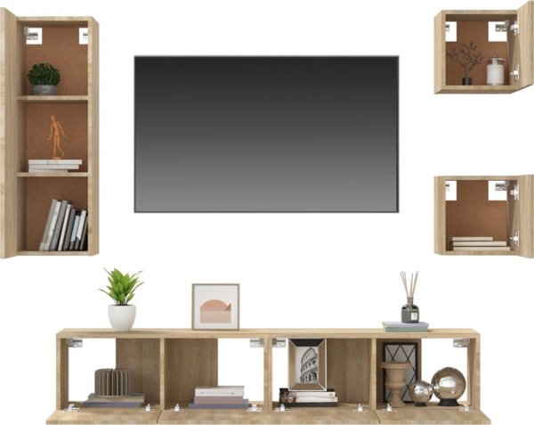 vidaXL Σετ 5 ντουλαπιών TV, Sonoma δρυς, υλικό από ξύλο