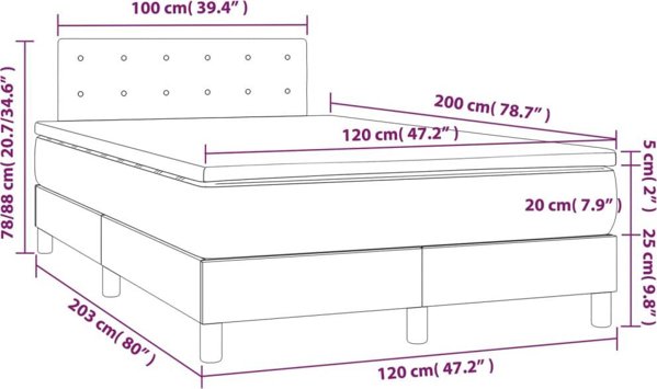 vidaXL Logko kontynentalne z materacem, czarne, tkanina, 120x200 cm