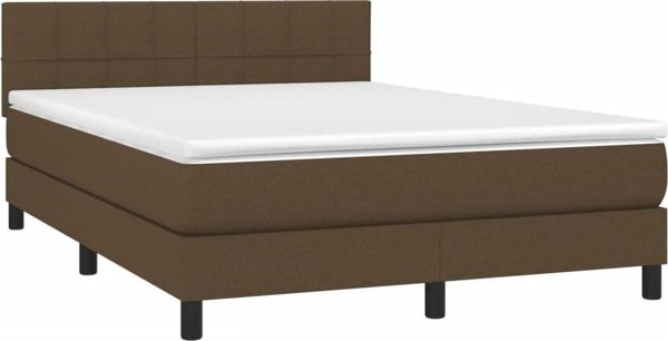 vidaXL Λιτό κρεβάτι με στρώμα, καφέ, ύφασμα, 140x200 εκ