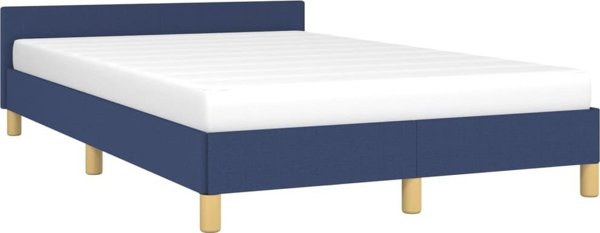 vidaXL Rama κρεβατιού με προσκέφαλο, μπλε, 120x200 εκ., επενδεδυμένη με ύφασμα