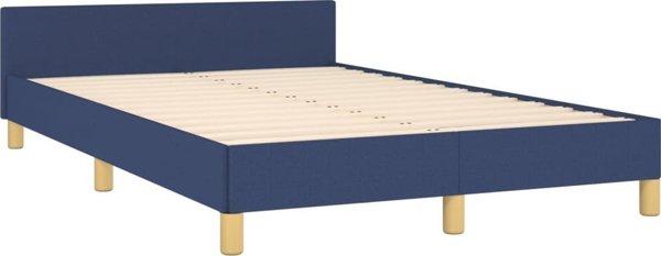 vidaXL Rama κρεβατιού με προσκέφαλο, μπλε, 120x200 εκ., επενδεδυμένη με ύφασμα