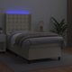 vidaXL Κρεβάτι κοντινεντάλ με LED, στρώμα, κρεμ οικοδερμα, 80x200 cm