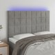 vidaXL Κεφαλάρι Κρεβατιού με LED, Ανοιχτό Γκρι, 144x5x118/128 cm, Βελούδο