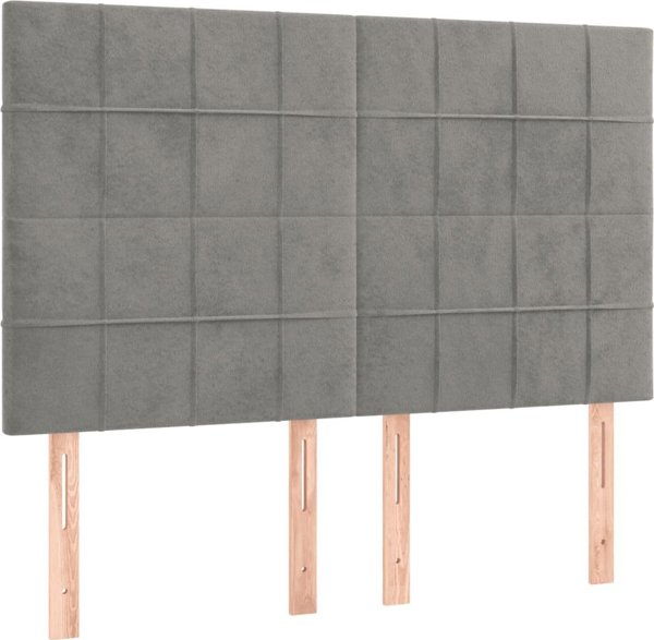 vidaXL Κεφαλάρι Κρεβατιού με LED, Ανοιχτό Γκρι, 144x5x118/128 cm, Βελούδο