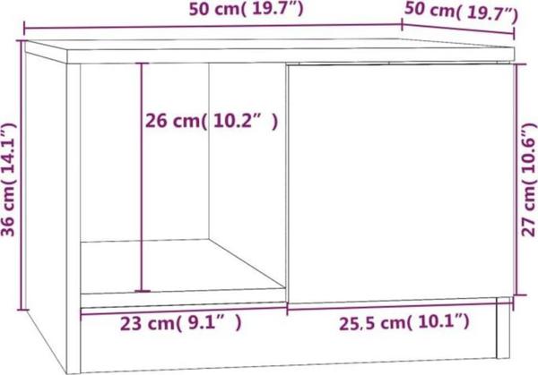vidaXL Τραπεζάκι σαλονιού με όψη σκυροδέματος, 50x50x36 cm, υλικό ξυλοειδούς προέλευσης