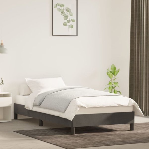 vidaXL Κρεβατοκάμαρα Σκελετός Σκούρο Γκρι 90x190 εκ. με Υφασμάτινη Επένδυση