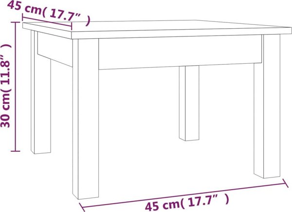 vidaXL Τραπεζάκι καφέ μέλι καφέ 45x45x30 cm από μασίφ ξύλο πεύκου