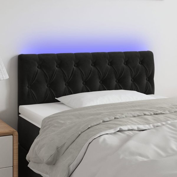 vidaXL Κεφαλάρι κρεβατιού με LED, μαύρο, 90x7x78/88 cm, βελούδο
