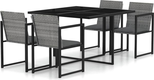 vidaXL VidaXL 5-cz. zestaw mebli ogrodowych z poduszkami, rattan PE, szary