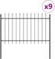 vidaXL Σετ Μεταλλικό Περίφραξη Κήπου, Γκρι, 170x3.4x150cm