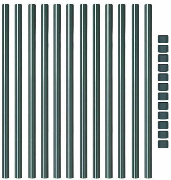 vidaXL Στύλος περίφραξης, 12 τμχ, πράσινο, 110 cm