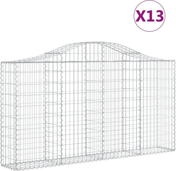 vidaXL Kosze gabionowe, 13 τεμ, 200x30x100/120 εκ, γαλβανισμένο σίδερο