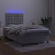 vidaXL Κρεβάτι κοντινεντάλ με στρώμα και LED, γκρι βελούδο, 120x200 εκ.