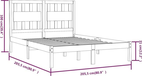 vidaXL Σκελετός κρεβατιού από μασίφ πεύκο, 200x200 εκ.