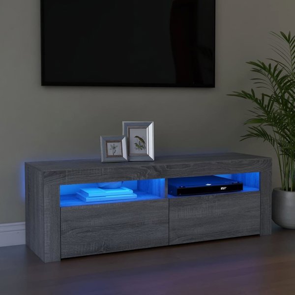 vidaXL Ντουλάπι για TV με LED, γκρι δρύς Sonoma, 120x35x40 εκ.
