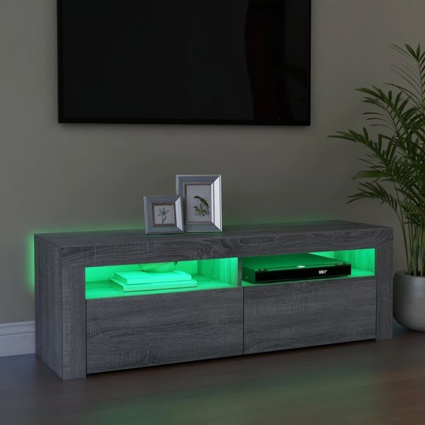 vidaXL Ντουλάπι για TV με LED, γκρι δρύς Sonoma, 120x35x40 εκ.