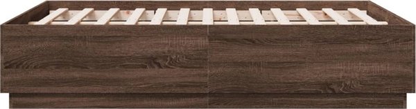 vidaXL Κρεβατικό πλαίσιο καφέ δρυς, 135x190 εκ., υλικό ξύλου