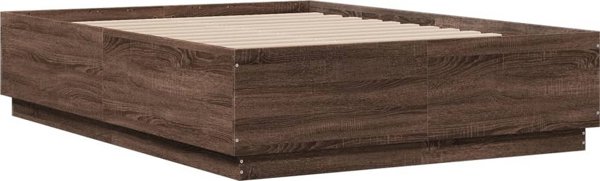 vidaXL Κρεβατικό πλαίσιο καφέ δρυς, 135x190 εκ., υλικό ξύλου