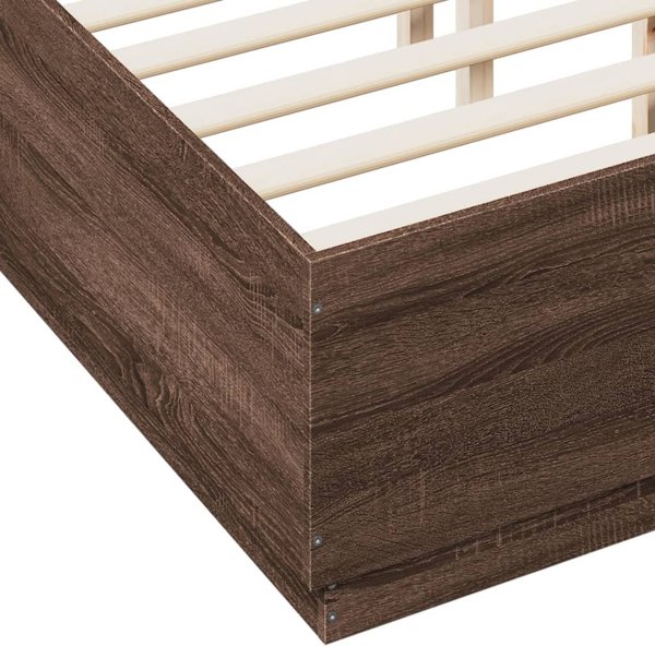 vidaXL Κρεβατικό πλαίσιο καφέ δρυς, 135x190 εκ., υλικό ξύλου