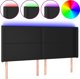 vidaXL Κεφαλάρι κρεβατιού με LED, μαύρο, 203x16x118/128 εκ., τεχνόδερμα
