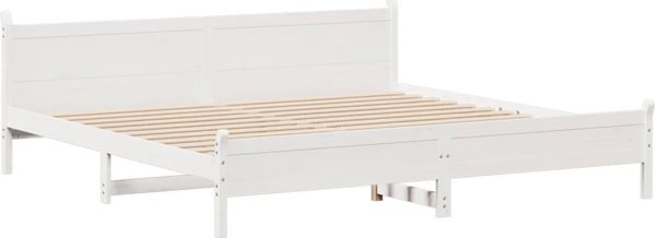 vidaXL Κρεβάτι χωρίς στρώμα, λευκό, 200x200 cm, μασίφ ξύλο πεύκου